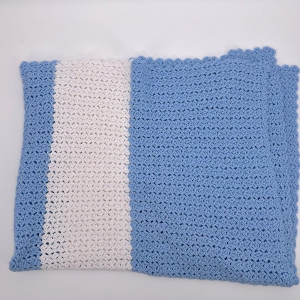 Hand Knit Crochet Throw Blanket 49.5" x 69.50"